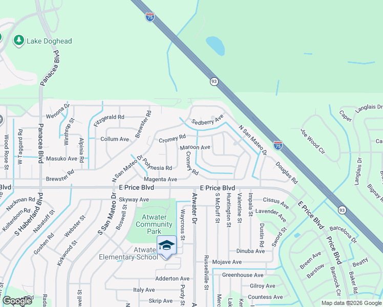 map of restaurants, bars, coffee shops, grocery stores, and more near 4368 Maroon Avenue in North Port