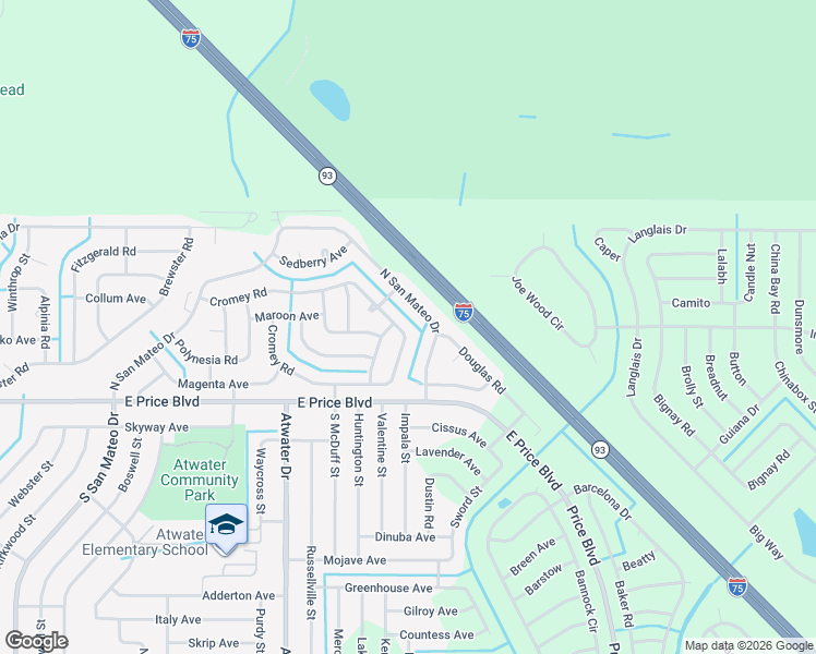 map of restaurants, bars, coffee shops, grocery stores, and more near 4790 Cromey Road in North Port