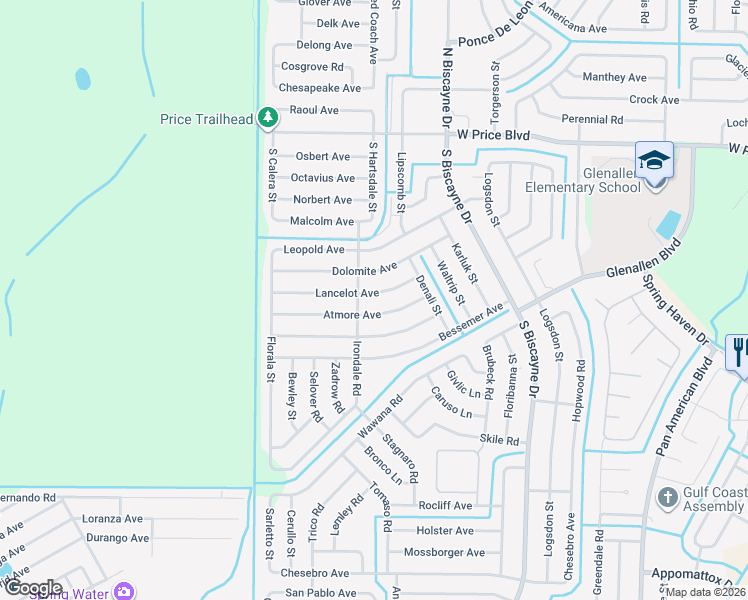 map of restaurants, bars, coffee shops, grocery stores, and more near 8482 Lancelot Avenue in North Port