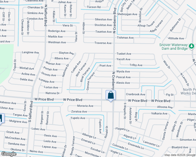 map of restaurants, bars, coffee shops, grocery stores, and more near 3219 Pascal Avenue in North Port
