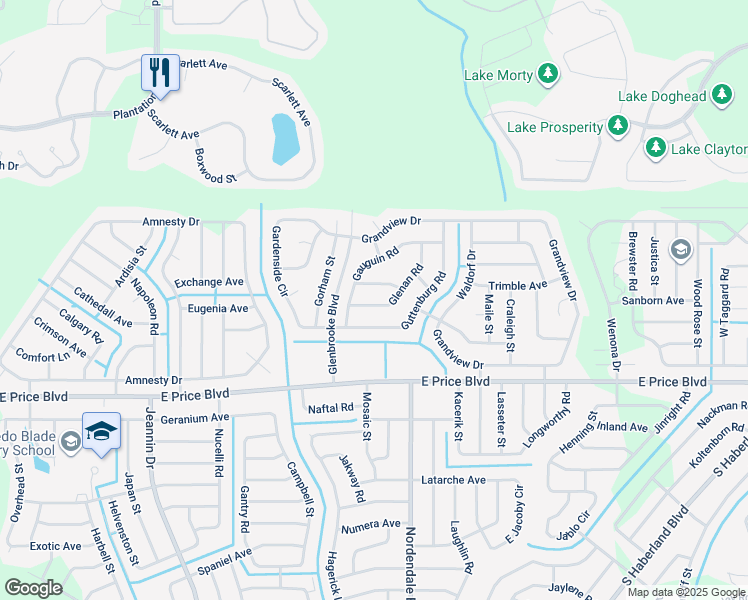 map of restaurants, bars, coffee shops, grocery stores, and more near 1375 Glenan Road in North Port