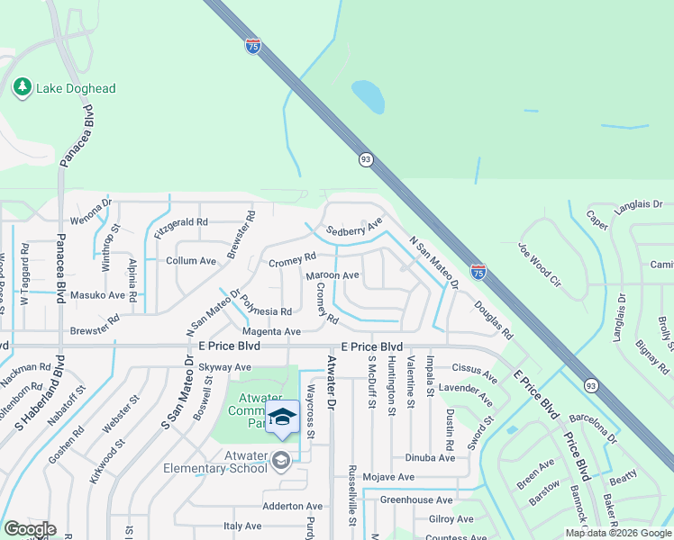 map of restaurants, bars, coffee shops, grocery stores, and more near 4368 Maroon Avenue in North Port