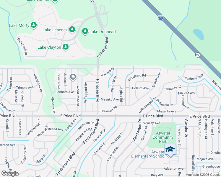 map of restaurants, bars, coffee shops, grocery stores, and more near 2946 Panacea Boulevard in North Port
