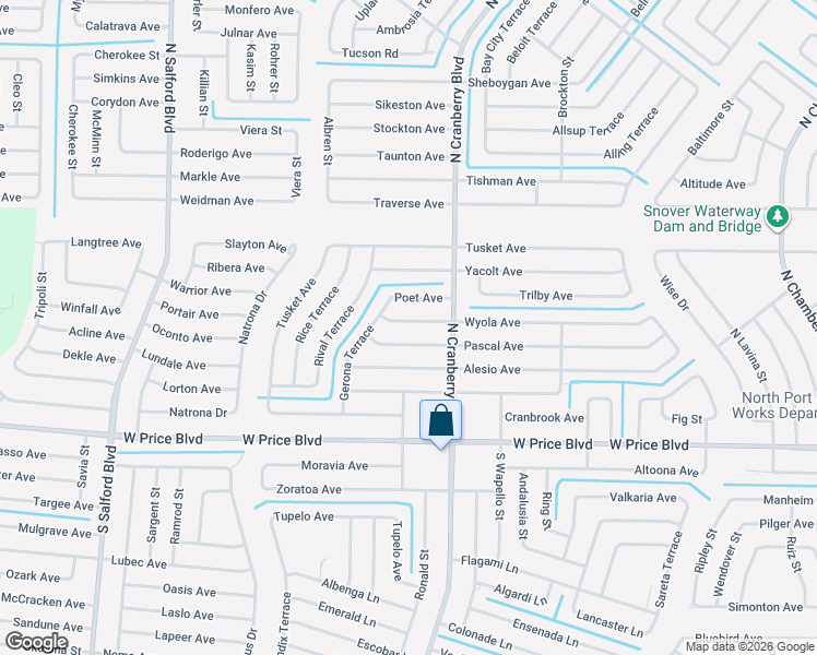 map of restaurants, bars, coffee shops, grocery stores, and more near 3219 Pascal Avenue in North Port