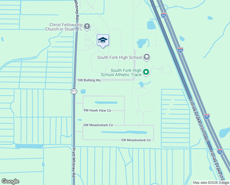 map of restaurants, bars, coffee shops, grocery stores, and more near 10601 Pratt Whitney Road in Stuart
