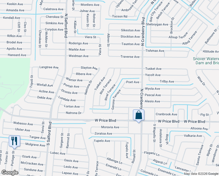 map of restaurants, bars, coffee shops, grocery stores, and more near 1650 Patio Terrace in North Port