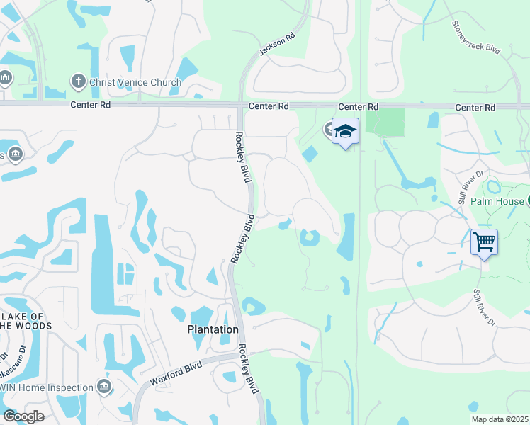map of restaurants, bars, coffee shops, grocery stores, and more near 1661 Monarch Drive in Venice