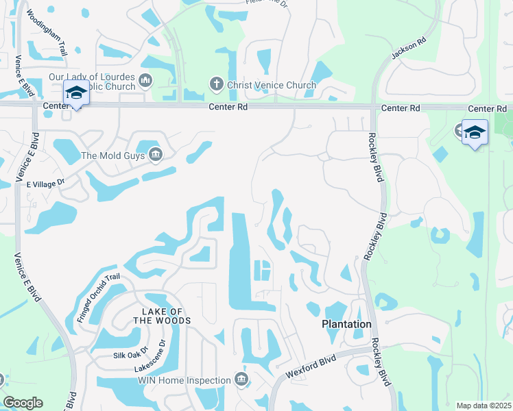 map of restaurants, bars, coffee shops, grocery stores, and more near 102 Woodbridge Drive in Venice