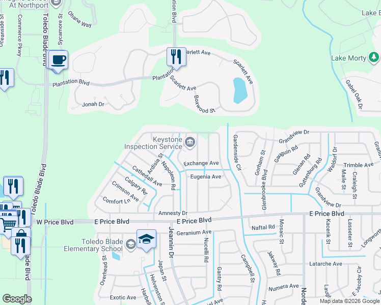 map of restaurants, bars, coffee shops, grocery stores, and more near 1460 Gorge Court in North Port