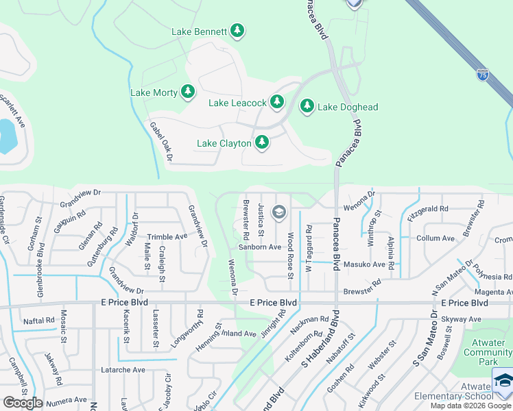 map of restaurants, bars, coffee shops, grocery stores, and more near 2500 Wenona Drive in North Port