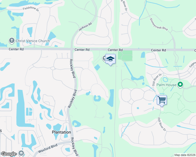 map of restaurants, bars, coffee shops, grocery stores, and more near 1545 Monarch Drive in Venice