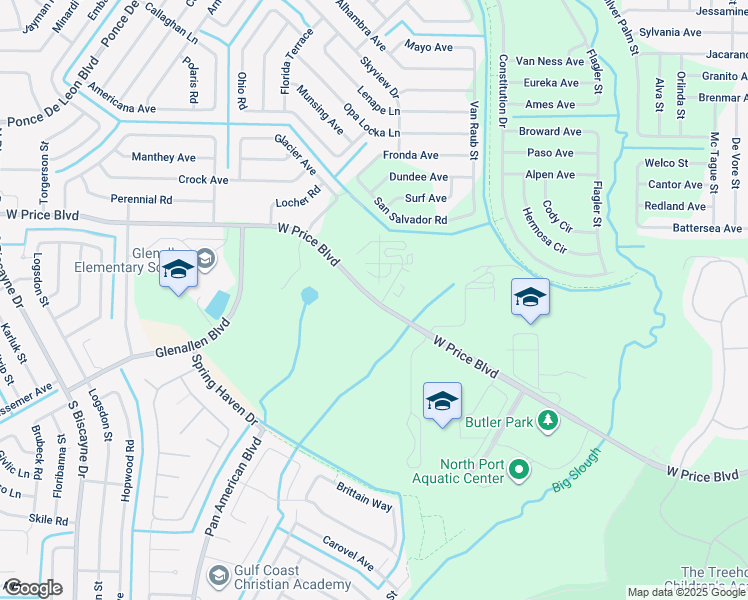 map of restaurants, bars, coffee shops, grocery stores, and more near 6644 West Price Boulevard in North Port