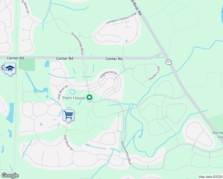 map of restaurants, bars, coffee shops, grocery stores, and more near 12658 Shimmering Oak Circle in Venice