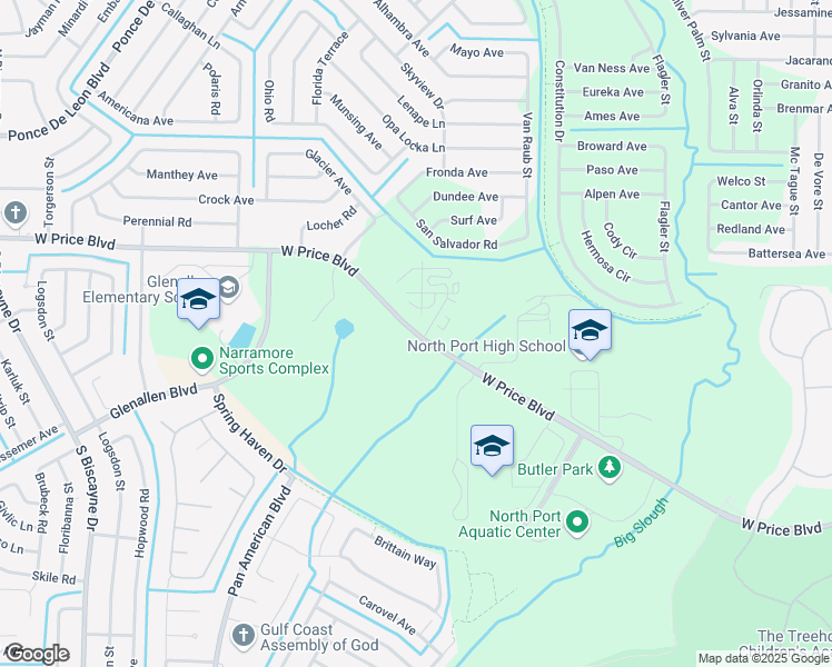 map of restaurants, bars, coffee shops, grocery stores, and more near West Price Boulevard in Venice