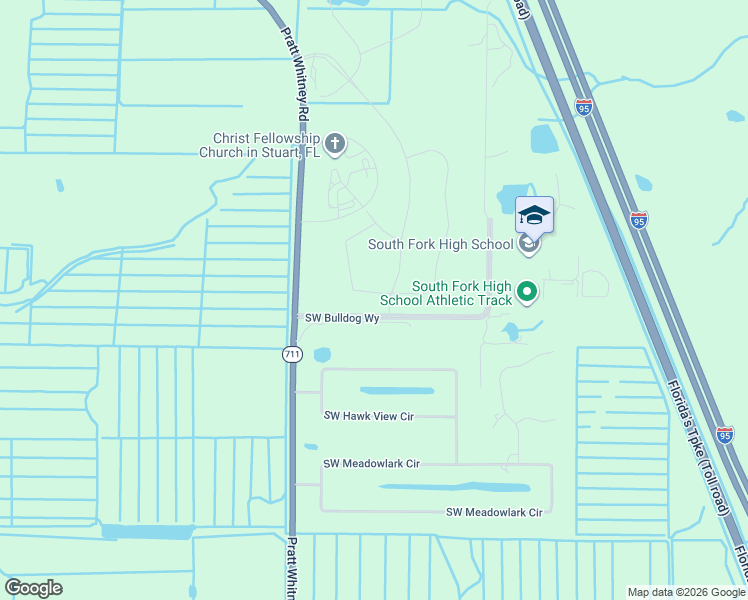 map of restaurants, bars, coffee shops, grocery stores, and more near 10601 Pratt Whitney Road in Stuart