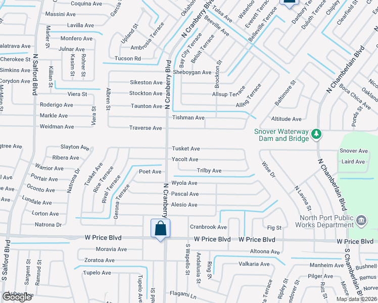 map of restaurants, bars, coffee shops, grocery stores, and more near 2816 Yacolt Avenue in North Port