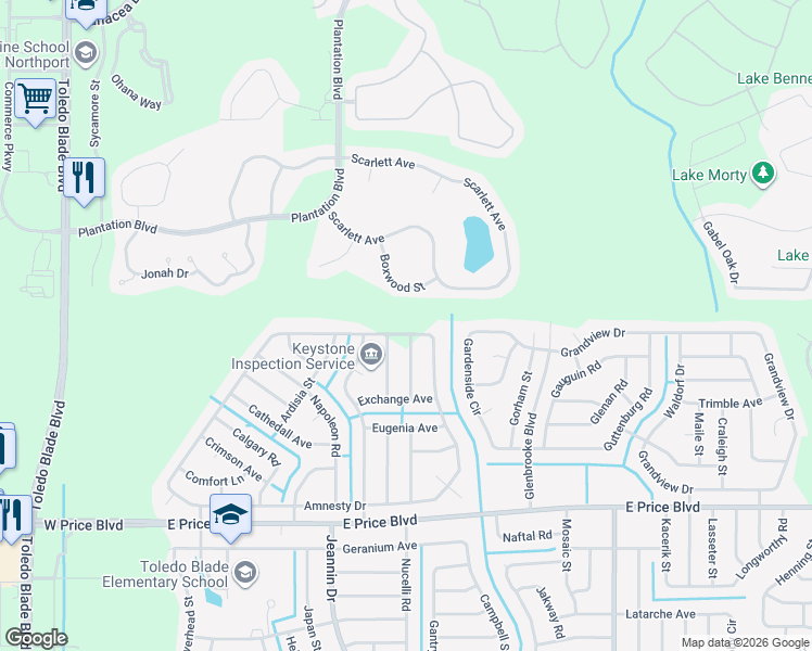 map of restaurants, bars, coffee shops, grocery stores, and more near 1860 Dawnview Street in North Port
