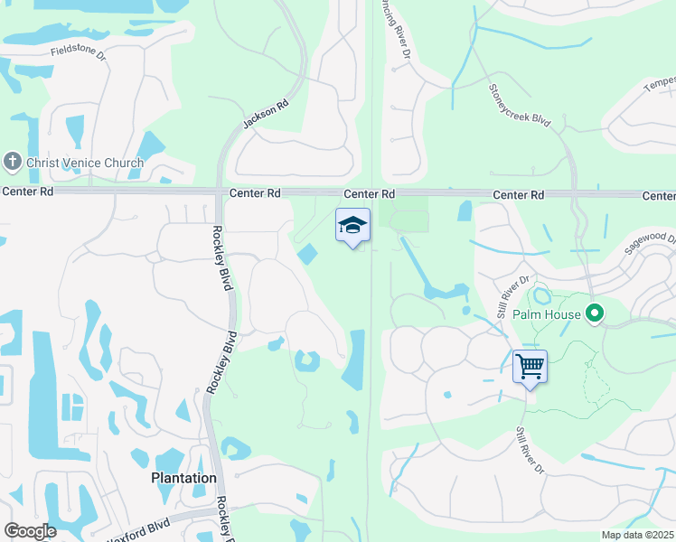 map of restaurants, bars, coffee shops, grocery stores, and more near 1900 Center Road in Venice