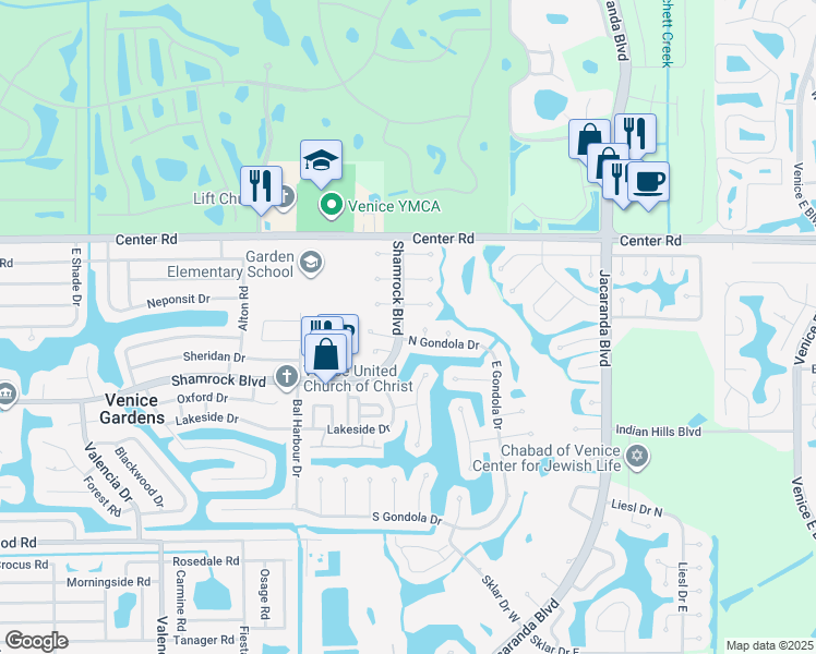 map of restaurants, bars, coffee shops, grocery stores, and more near 963 East Douglas Court in Venice
