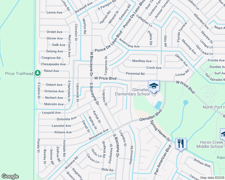 map of restaurants, bars, coffee shops, grocery stores, and more near 1428 Botello Road in North Port