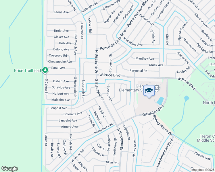 map of restaurants, bars, coffee shops, grocery stores, and more near 1301 Logsdon Street in North Port
