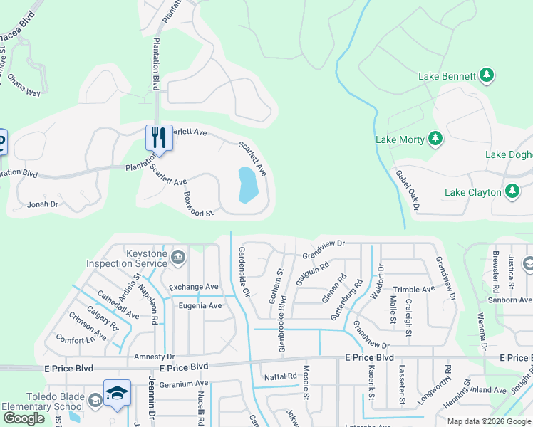 map of restaurants, bars, coffee shops, grocery stores, and more near 1643 Scarlett Avenue in North Port
