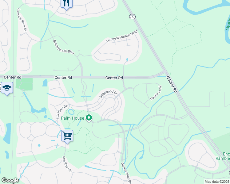 map of restaurants, bars, coffee shops, grocery stores, and more near 12656 Sagewood Drive in Venice