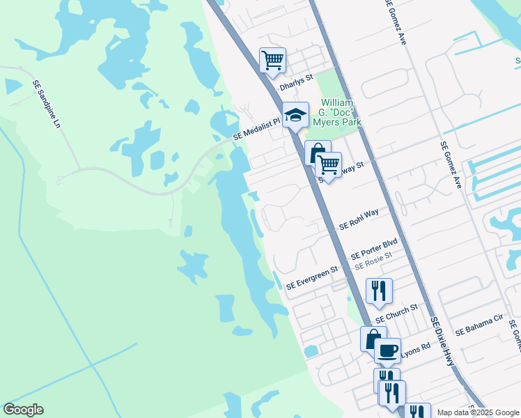 map of restaurants, bars, coffee shops, grocery stores, and more near 8259 Southeast Croft Circle in Hobe Sound