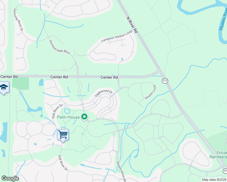 map of restaurants, bars, coffee shops, grocery stores, and more near 12632 Sagewood Drive in Venice