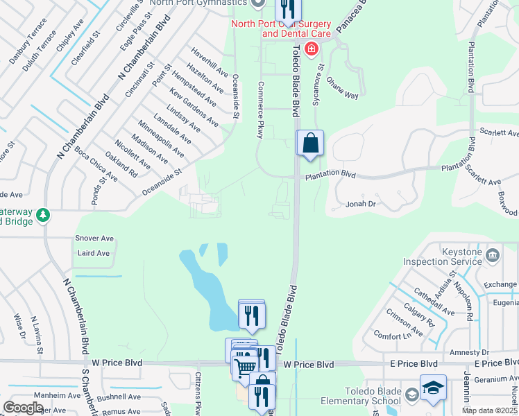 map of restaurants, bars, coffee shops, grocery stores, and more near 2233 Murphy Court in North Port