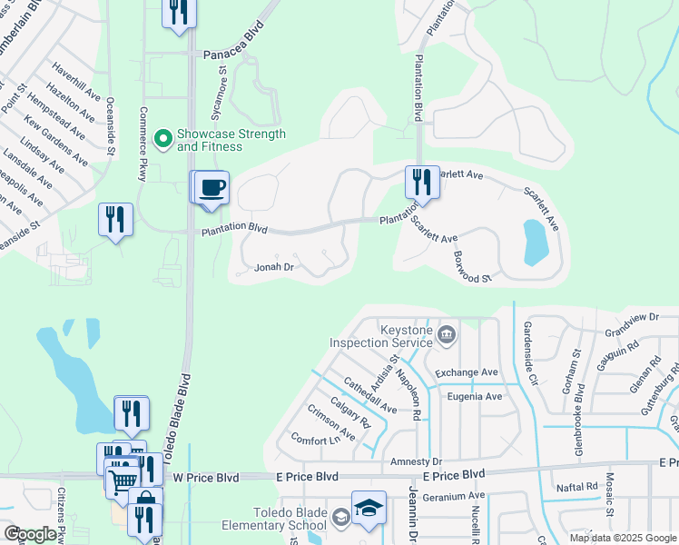 map of restaurants, bars, coffee shops, grocery stores, and more near 1235 Jonah Drive in North Port