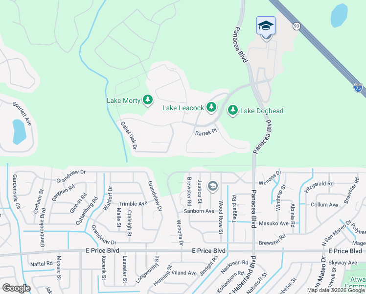 map of restaurants, bars, coffee shops, grocery stores, and more near 2493 Hobblebrush Drive in North Port