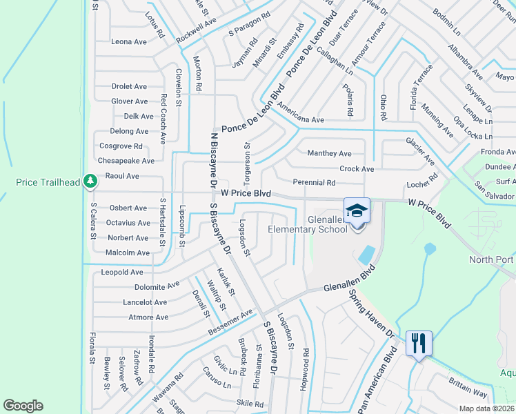 map of restaurants, bars, coffee shops, grocery stores, and more near 1428 Botello Road in North Port
