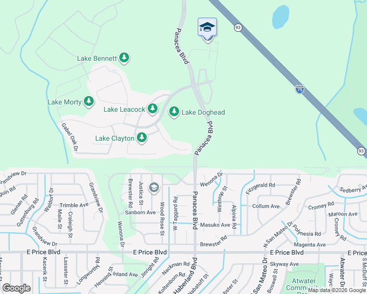 map of restaurants, bars, coffee shops, grocery stores, and more near 1731 Bottlebrush Way in North Port