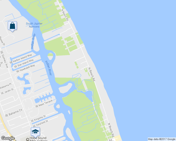 map of restaurants, bars, coffee shops, grocery stores, and more near 86 North Beach Road in Hobe Sound