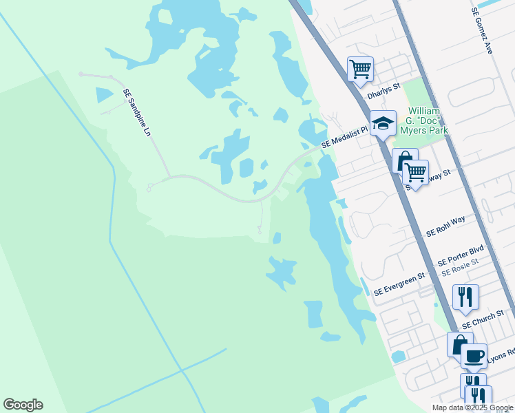 map of restaurants, bars, coffee shops, grocery stores, and more near 10420 Southeast Scrub Jay Lane in Hobe Sound