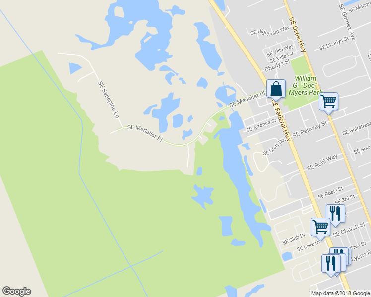 map of restaurants, bars, coffee shops, grocery stores, and more near 10420 Southeast Scrub Jay Lane in Hobe Sound