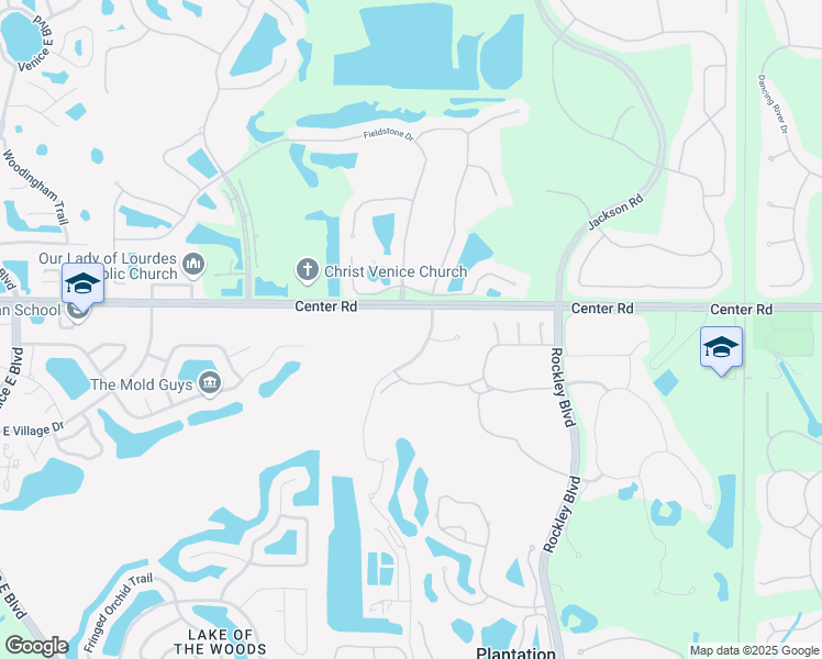 map of restaurants, bars, coffee shops, grocery stores, and more near 1600 Center Road in Venice