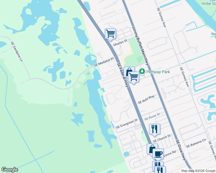 map of restaurants, bars, coffee shops, grocery stores, and more near 7856 Southeast Fairchild Way in Hobe Sound