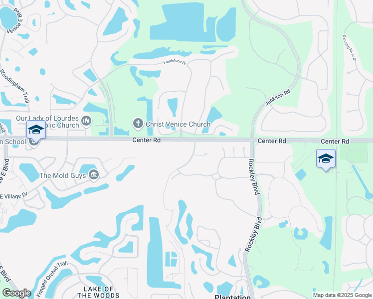 map of restaurants, bars, coffee shops, grocery stores, and more near 1600 Center Road in Venice