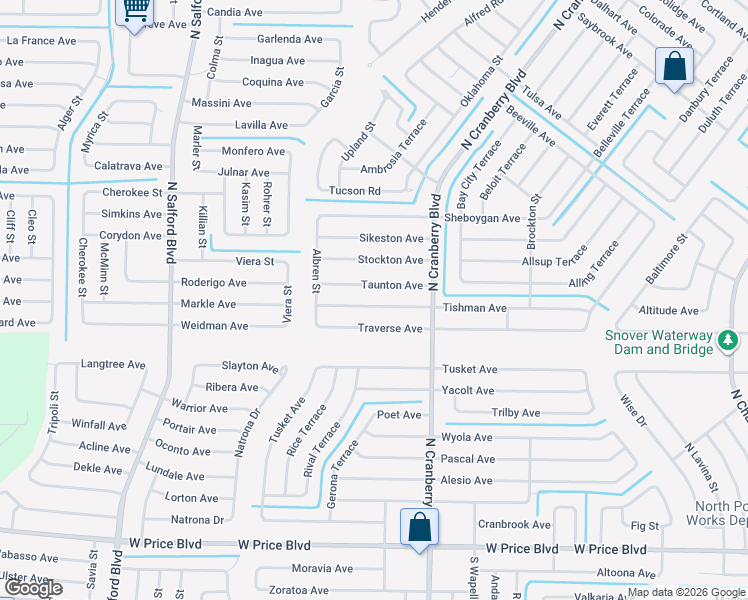 map of restaurants, bars, coffee shops, grocery stores, and more near 3188 Tishman Avenue in North Port