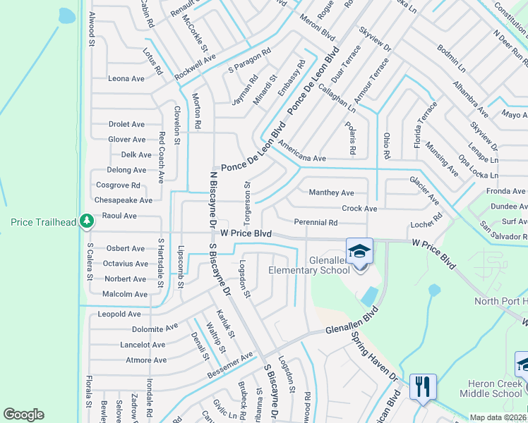 map of restaurants, bars, coffee shops, grocery stores, and more near 7636 Totem Avenue in North Port