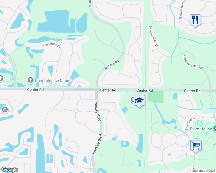 map of restaurants, bars, coffee shops, grocery stores, and more near 1422 Maseno Drive in Venice