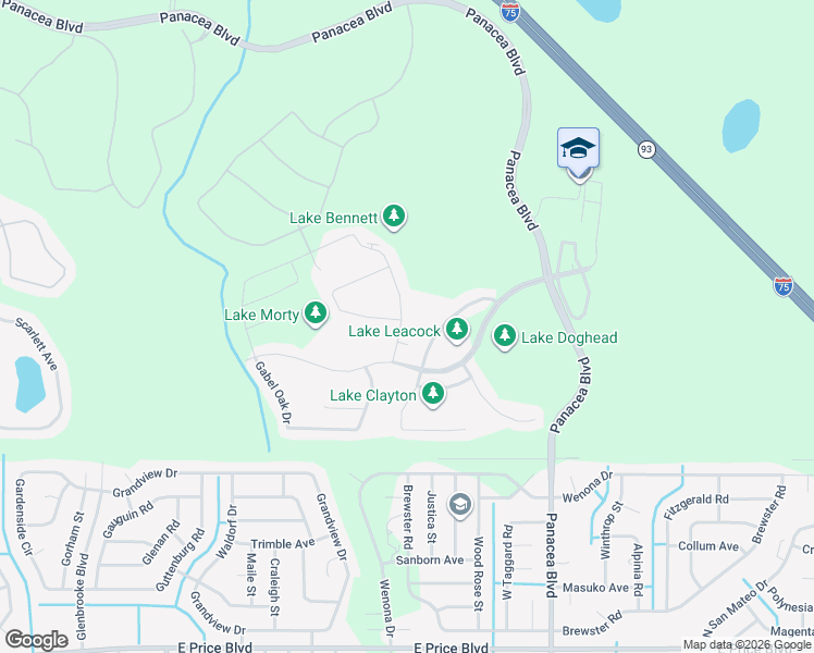 map of restaurants, bars, coffee shops, grocery stores, and more near 2577 Hobblebrush Dr in North Port