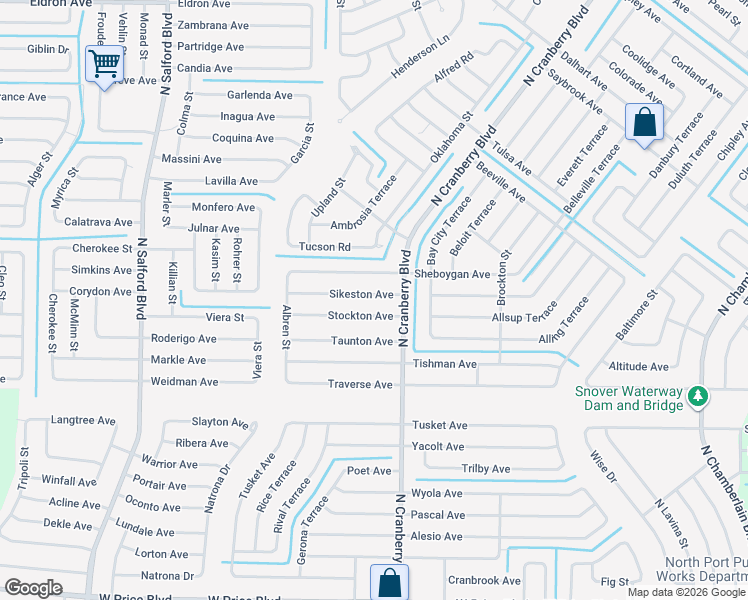 map of restaurants, bars, coffee shops, grocery stores, and more near 3062 Sikeston Avenue in North Port