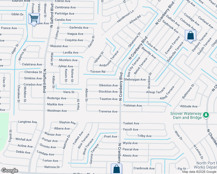 map of restaurants, bars, coffee shops, grocery stores, and more near 3062 Sikeston Avenue in North Port