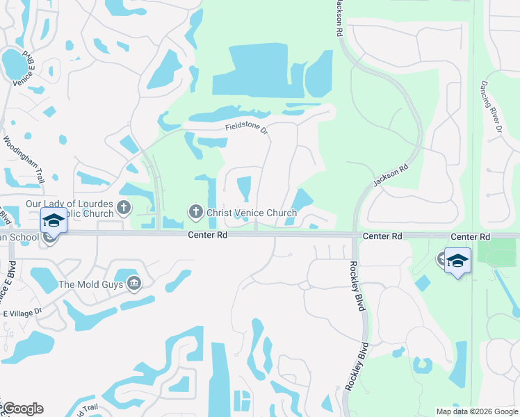 map of restaurants, bars, coffee shops, grocery stores, and more near 412 Lansbrook Drive in Venice