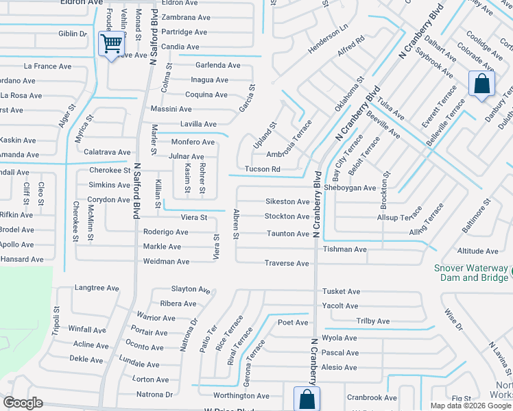 map of restaurants, bars, coffee shops, grocery stores, and more near 3311 Sheboygan Avenue in North Port