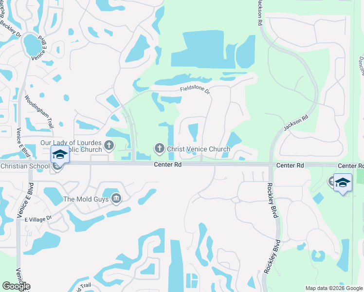 map of restaurants, bars, coffee shops, grocery stores, and more near 534 Cheval Drive in Venice