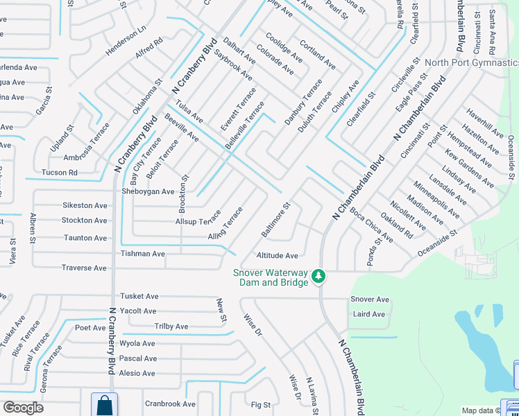 map of restaurants, bars, coffee shops, grocery stores, and more near 2802 Alhaver Terrace in North Port